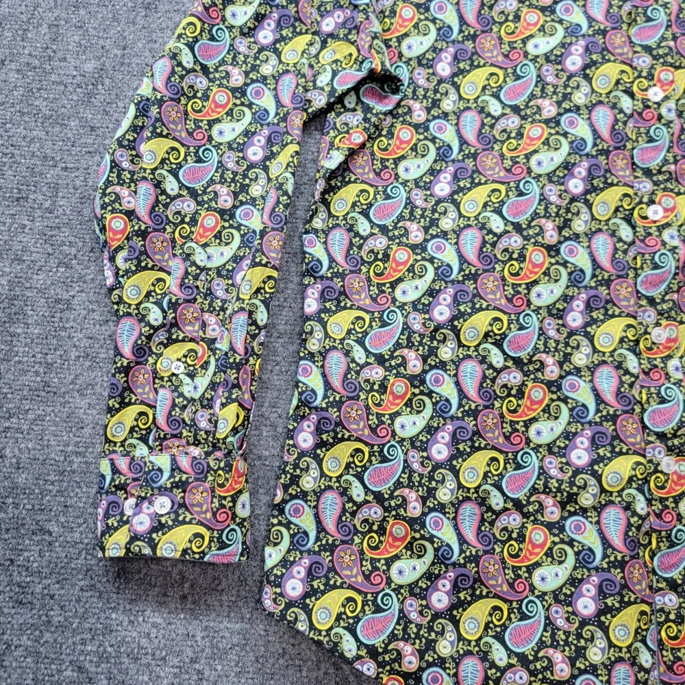 Cremieux Premium Denim Mens Large Paisley Stretch Button Down Shirt Multi-Color